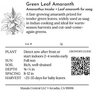 Label for green leaf amaranth